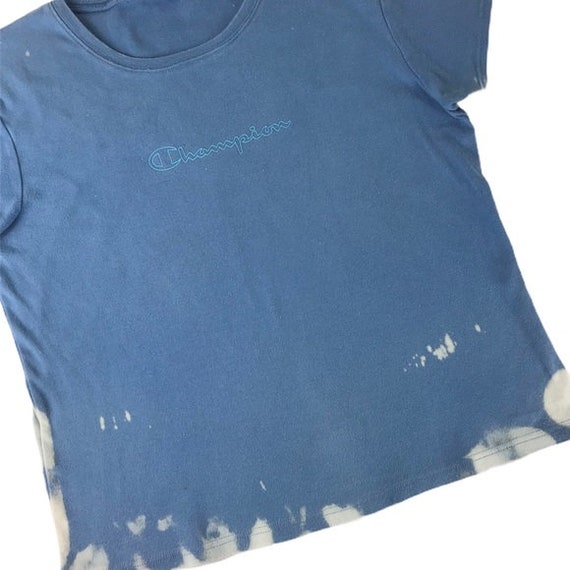 Vintage Champion Spellout Hand Bleach Dyed Tshirt - image 1