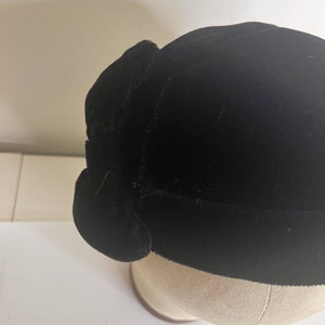 Vintage Black Velvet Flapper Fascinator Headband Cocktail Hat image 2