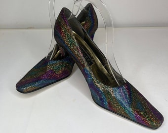 J Renee Vintage Rainbow Metallic Shimmer Classic Pumps Shoes size 9.5