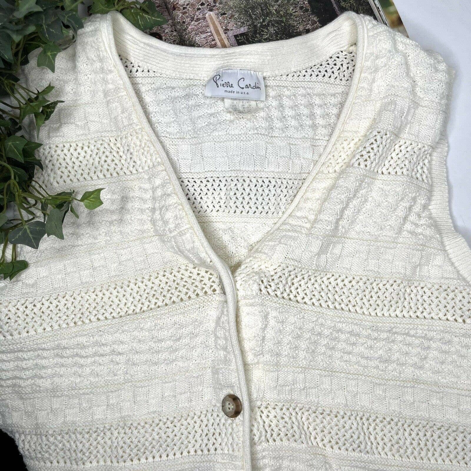 Pierre Cardin Vintage Knit Button Down Long Sweater Vest Size