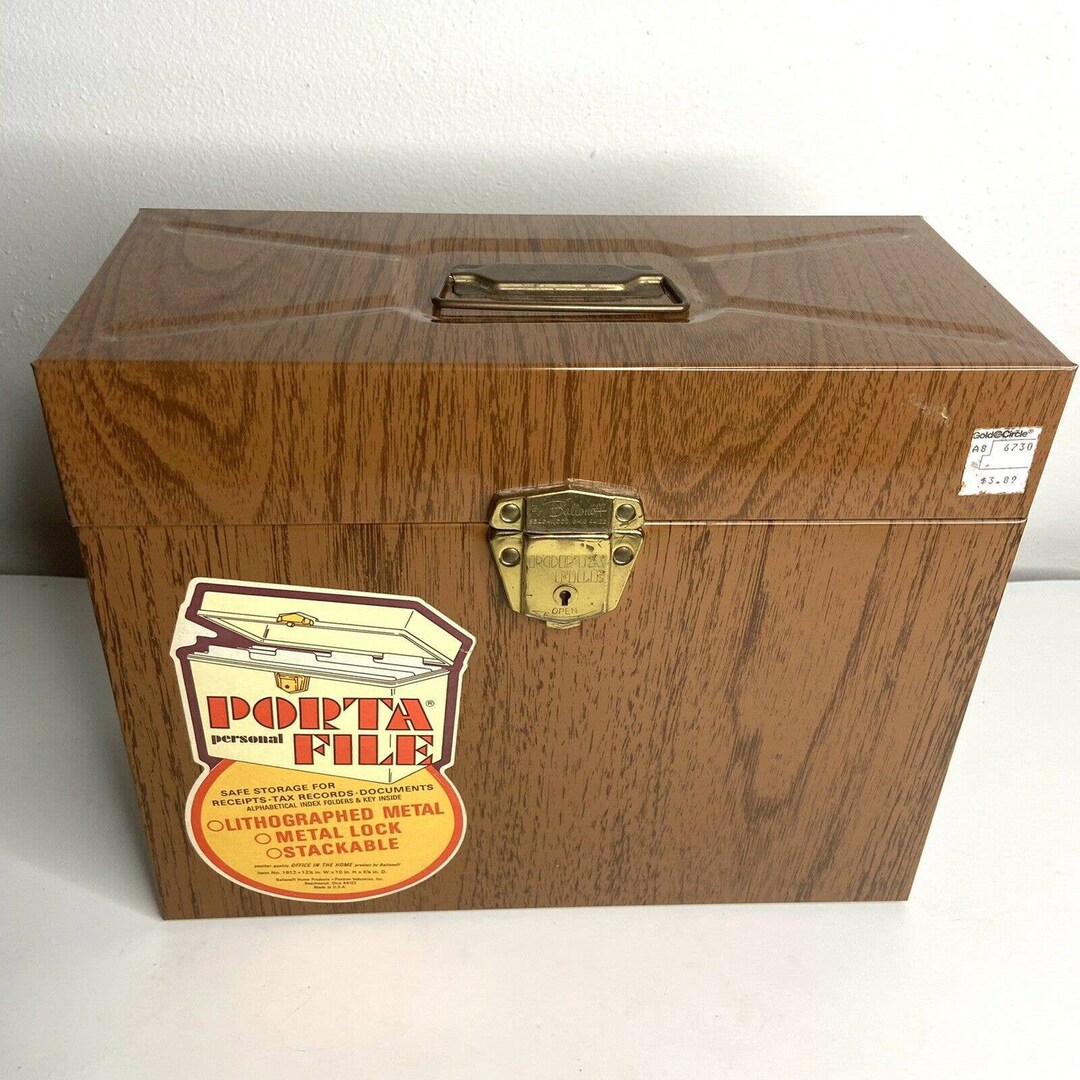 Vintage Portafile Lithograph Woodgrain Metal File Box Etsy