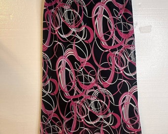 Dress Barn Vintage Y2K Pink Black Swirl Midi Skirt Ruffle Hem size large