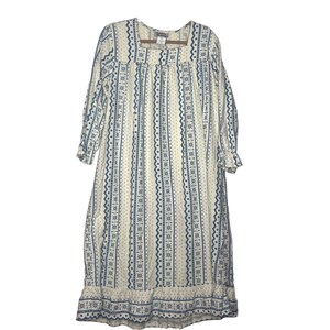 Anthony Richards Vintage Blue White Zig Zag Stripe Flannel Nightgown size large