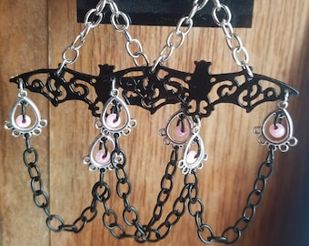 Zwarte Bat oorbellen Dangle gotische Halloween Handmade geweldig cadeau idee