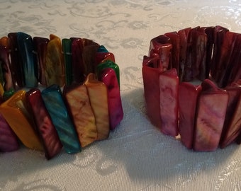 Colorful Dyed Mother of Pearl Bracelets: