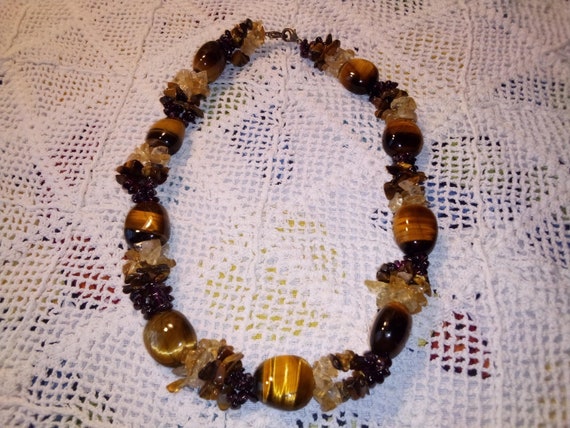 Tiger Eye/Quartz Choker Necklace:  B2 - image 1