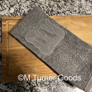 Custom Embroidered Monogram Hand Kitchen Towel Set