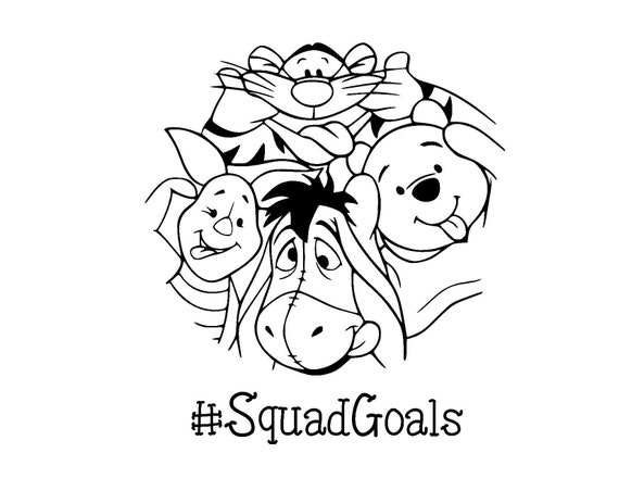 Download Winnie The Pooh & Eeyore Piglet Tigger Disney Squad Goals SVG | Etsy