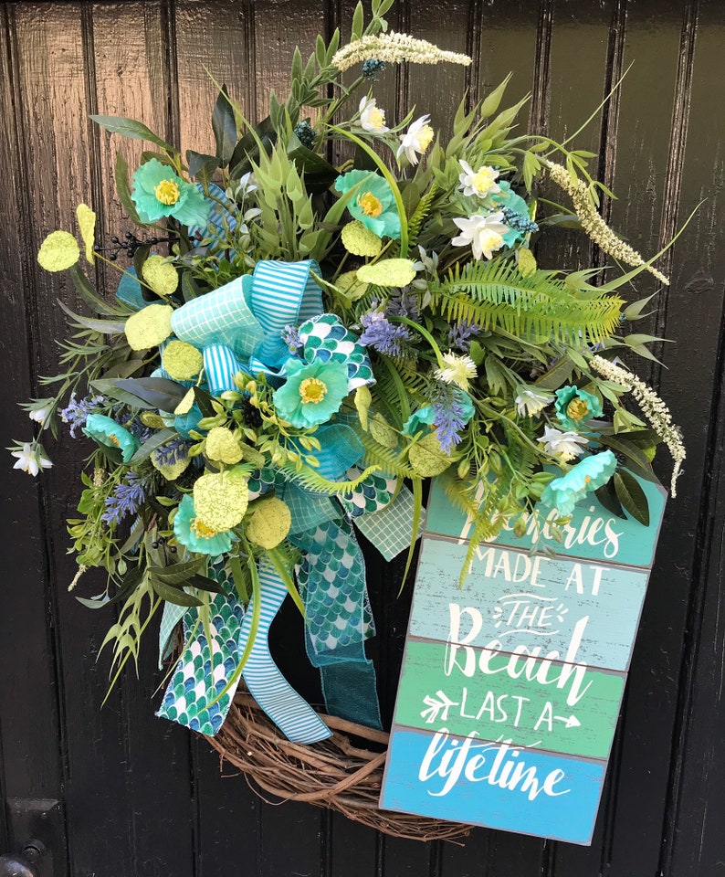 Nautical Wreath Beach Wreath Coastal Wreath Shabby Chic Beach House Coastal Decor Summer Front Door Wreath Tropical Wreath