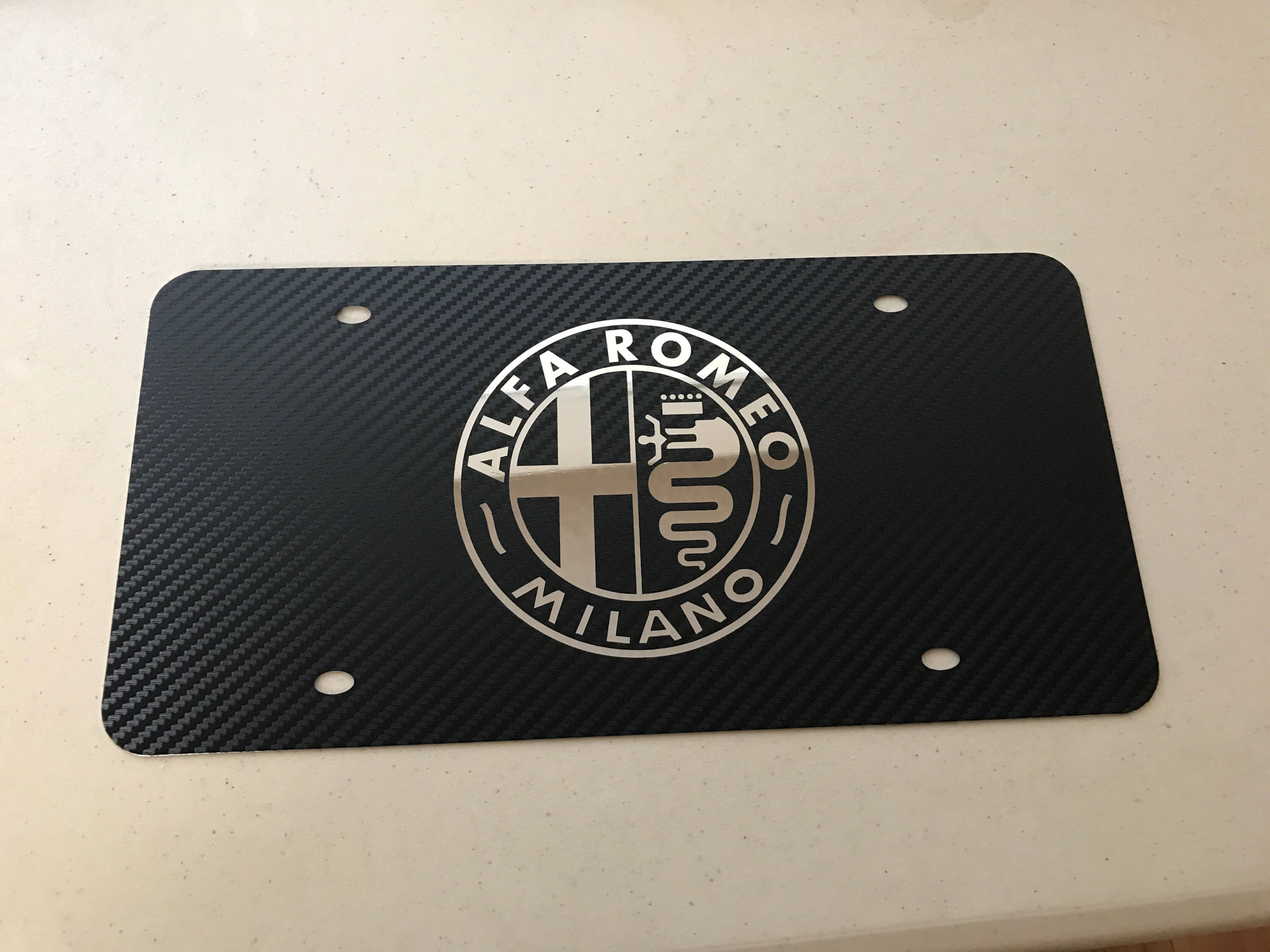 Alfa Romeo Stainless Steel carbon fiber wrapped front license Etsy