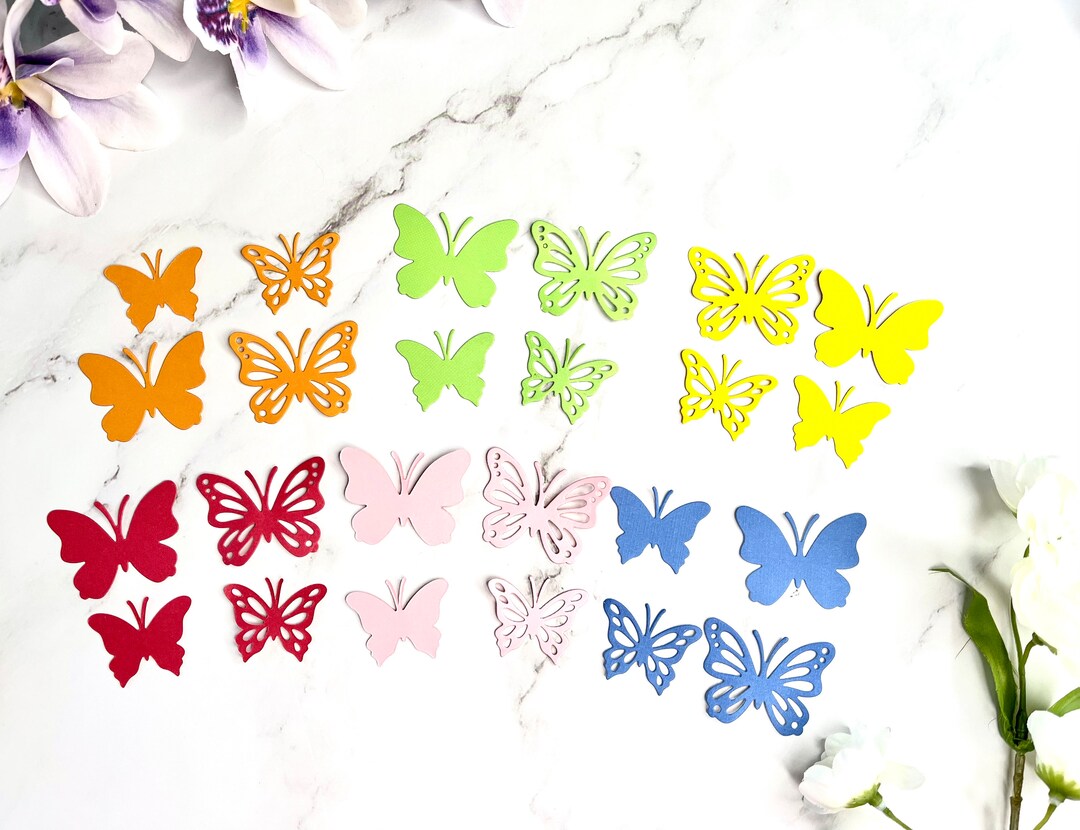 Die Cut Cardstock Butterfly Embellishments X 24 6 Colours Etsy Canada
