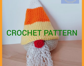 Candy Corn Shy Gnome Crochet Pattern | Beginner Amigurumi Halloween Gnome