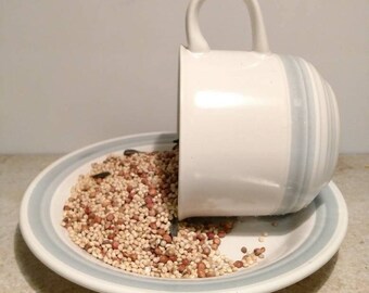 Cup 'o Joe - Feeder - Teacup - Blue Plate Cup – Wild Bird Feeding – Nature Lover Gift - Bird Seed Feeder - Hanging Feeder - Seed - Tea Cup