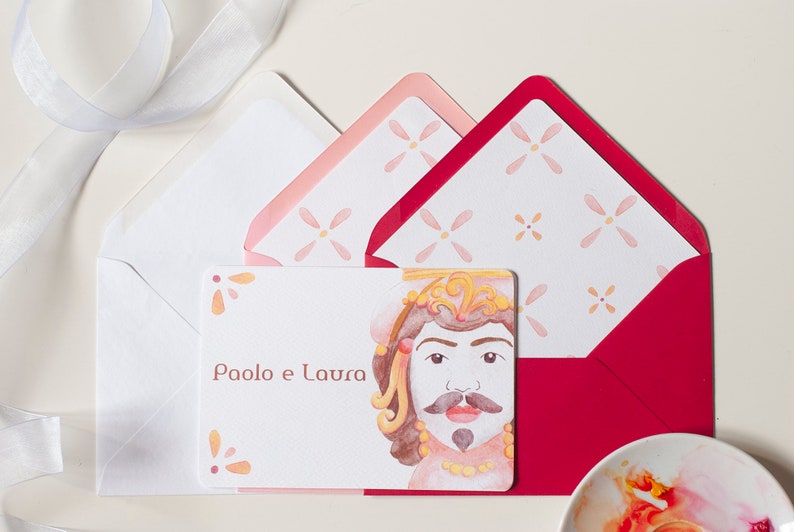 testa di moro wedding cards, sicilian wedding cards announcement Standard Envelope