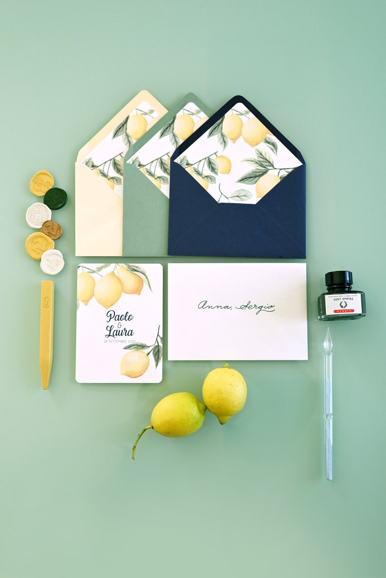 Wedding invitation cards with lemons image 2