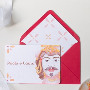 testa di moro wedding cards, sicilian wedding cards announcement Red Craft Envelope