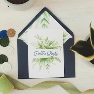 Cartes de mariage de verdure, invitations de mariage champêtre avec des feuilles