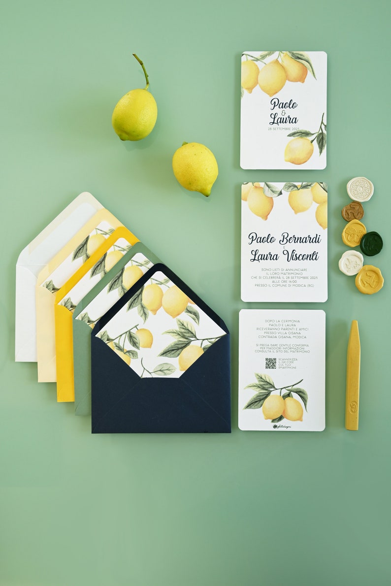 Wedding invitation cards with lemons image 10