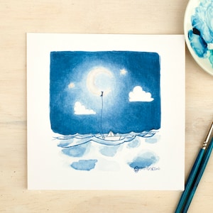 Ancorata alla luna - stampa artistica