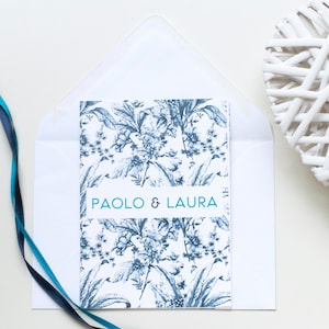 partecipazioni con illustrazioni vintage, toile de jouy