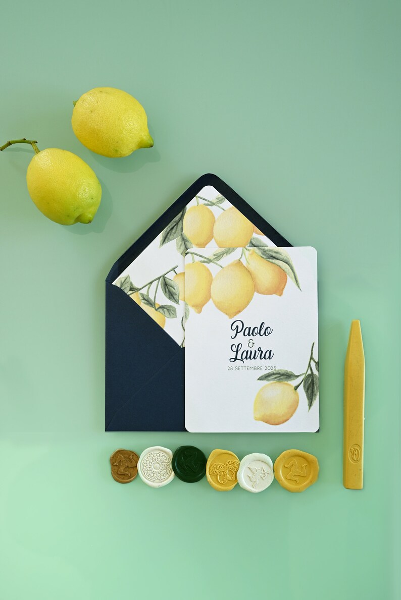 Wedding invitation cards with lemons image 6
