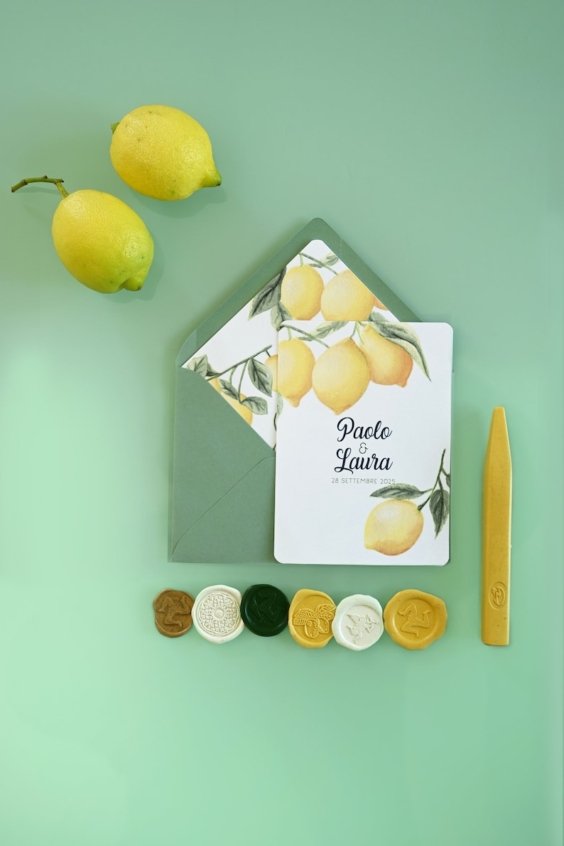 Wedding invitation cards with lemons image 1