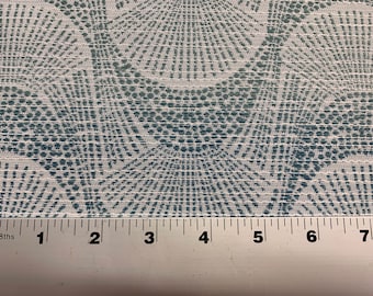 Shades of Blue/Green Shell Pattern Woven Crypton Coated Upholstery Fabric by the Yard