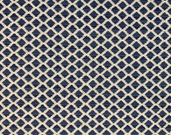 Blue Diamonds Chenille Crypton Coated Upholstery Fabric By the Yard