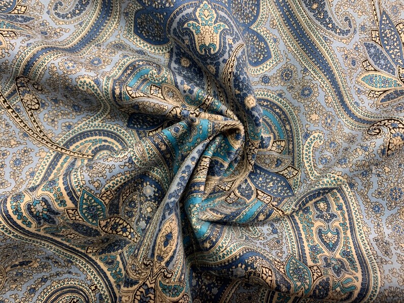 Microfiber Paisley Print Upholstery Fabric by the Yard Etsy