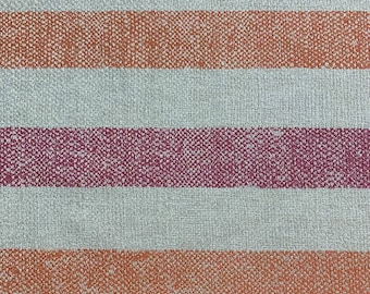 Cabana Beige, Orange, Raspberry Outdoor Upholstery Fabric By the Yard