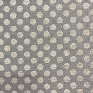 Bold Light Gray and Off White Dots Chenille Performance Upholstery Fabric By the Yard