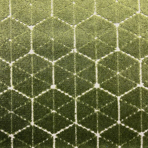 Green and Beige Velvet Honeycomb Pattern Crypton Coated. Upholstery Fabric by the Yard