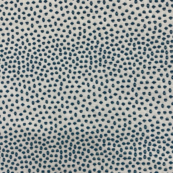 Dotty Columbia Teal Green and White Chenille Crypton Coated Upholstery Fabric By the Yard