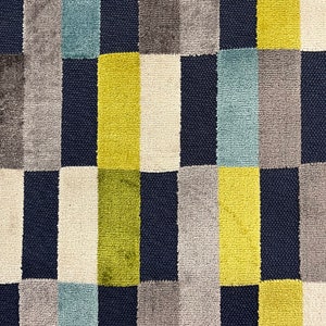 Prism Velvet Blue, Green, Gray, Beige Crypton Coated Upholstery Fabric by the Yard