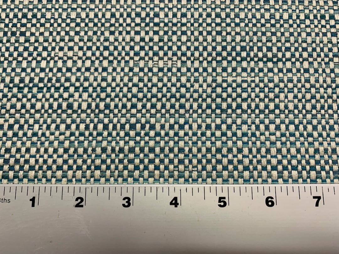 Safe Harbor Teal Cross Hatch Weave Crypton Coated Upholstery Fabric by ...