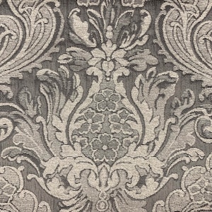 Legacy Gray on Gray Floral Jacquard Chenille Medallion Pattern Crypton Coated Upholstery Fabric by the Yard