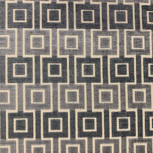 Two Sides Geometric Velvet Crypton Coated Upholstery Fabric By the Yard