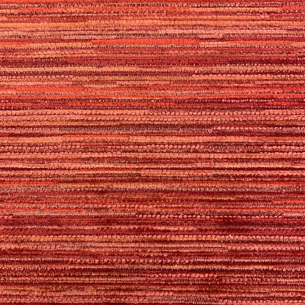 Multi Red Chenille Stripe Performance Crypton Coated Upholstery Fabric By the Yard