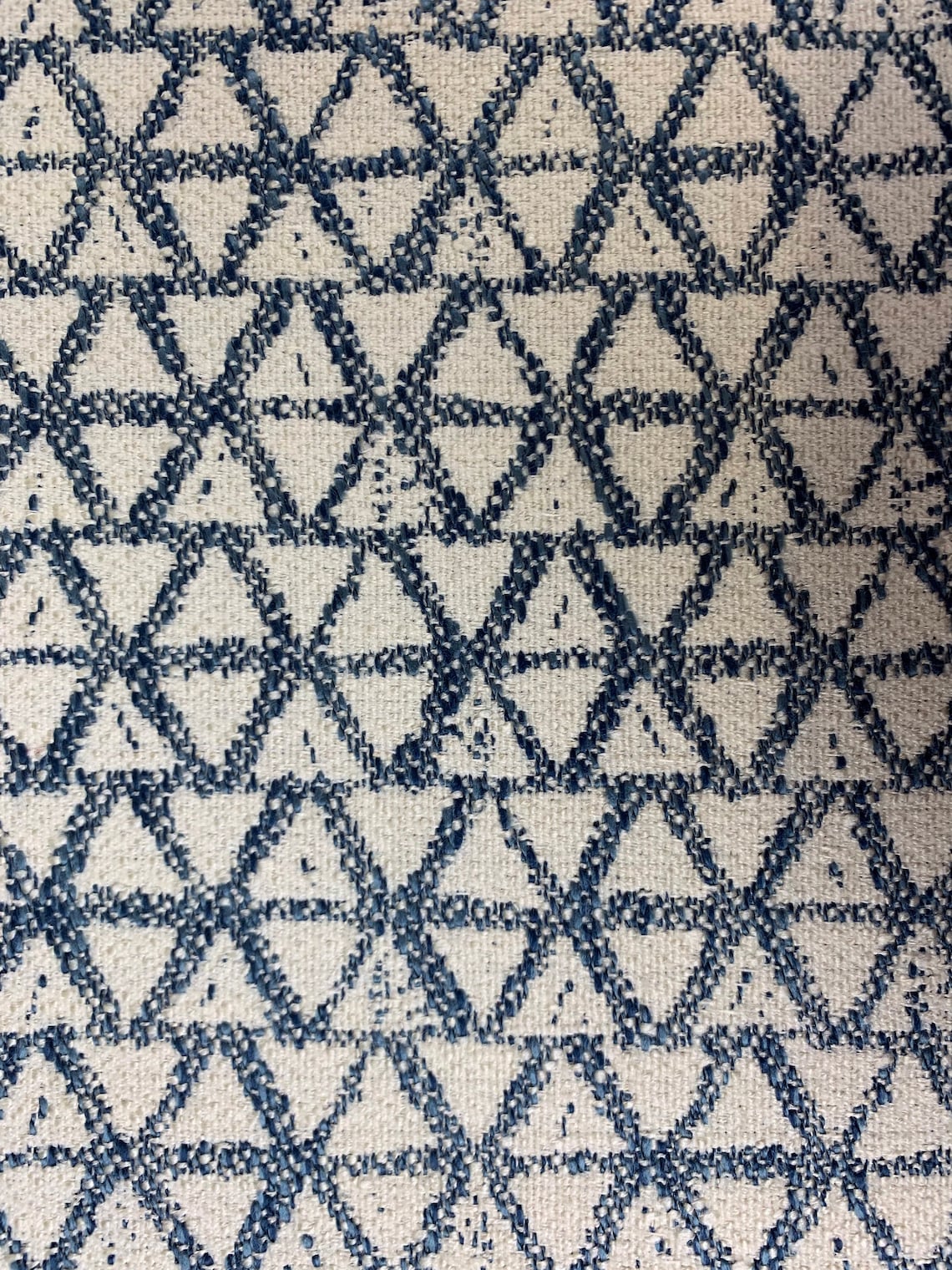 White and Deep Blue Dobby Net Pattern Crypton Coated Upholstery Fabric ...
