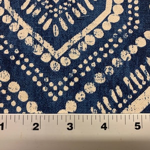 Spanish Isle Printed Upholstery Fabric by the Yard, Navy, Tan