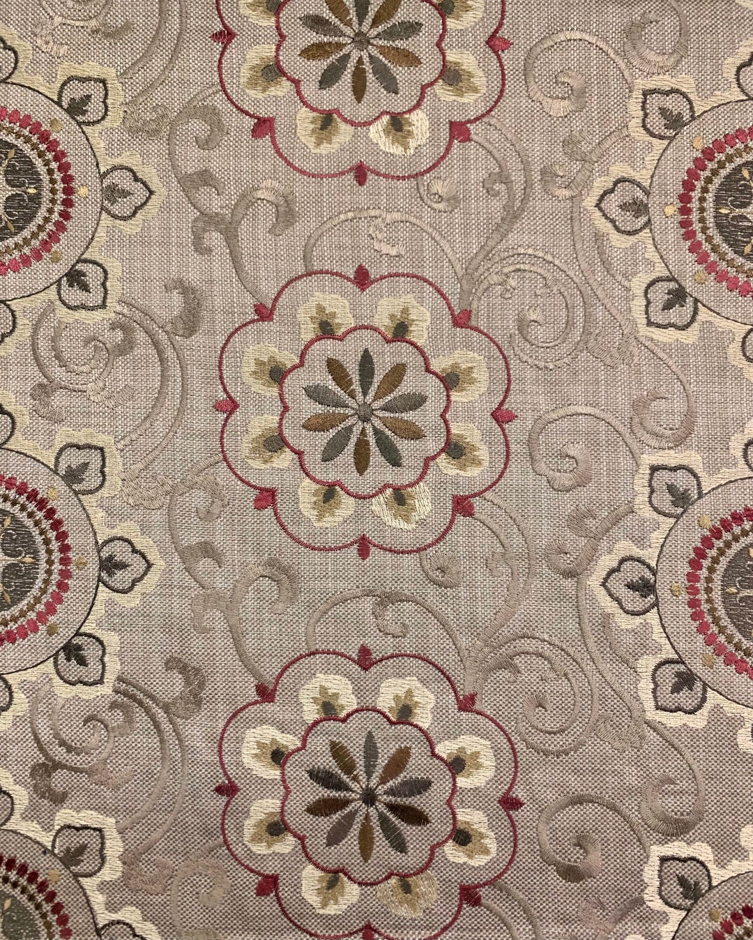 Regal Embroidered Linen Crypton Coated Upholstery Fabric by the Yard Etsy