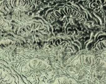 Seamless Beauty Green Floral Velvet Crypton Coated Upholstery Fabric By the Yard