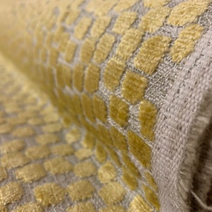 Yellow Animal Design Velvet Crypton Coated Upholstery Fabric By the Yard