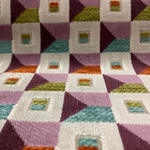 3-D Geometric Velvet Multi Crypton Coated Upholstery Fabric by the Yard