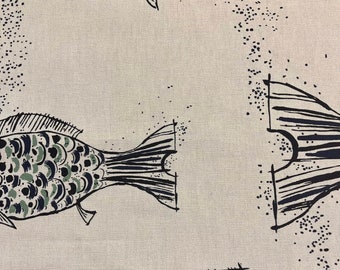 Whimsical Fish Printed Upholstery Fabric by the Yard