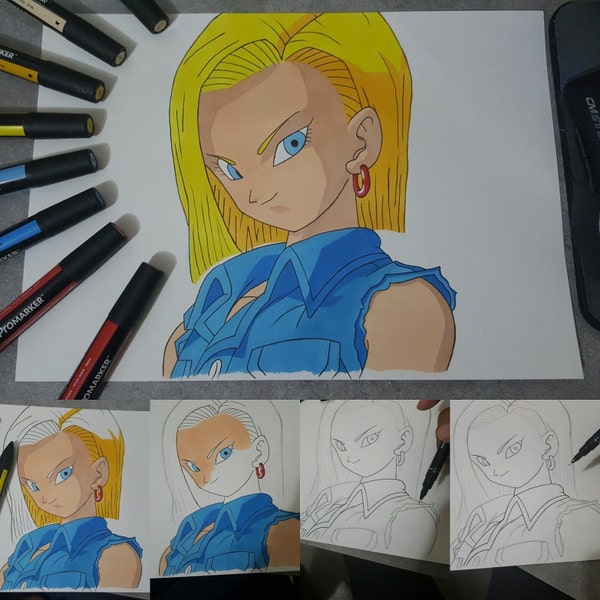 Dessin fait main mis en couleurs au Promarker