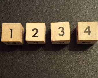 Vintage wood game blocks, numbers