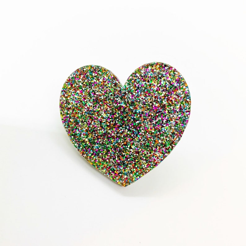 Rainbow Heart Card Pip Laser Cut Arcylic Brooch