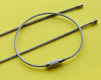 10 pezzi di chiusura a ve in filo di acciaio inossidabile portachiavi cavo corda portachiavi portachiavi portachiavi anelli cavo parti di attrezzi da esterno  1420