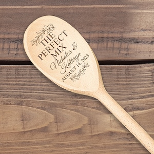 Wooden Spoon The Mix Personalized Bridal Shower Party Favor Custom Engraved Wedding Gift Guests